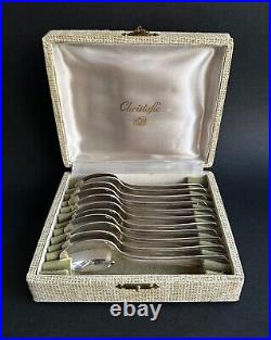 Ancien coffret 11 cuillères Christofle métal argenté modèle Boréal Luc Lanel