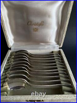 Ancien coffret 11 cuillères Christofle métal argenté modèle Boréal Luc Lanel