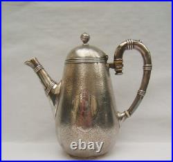 Ancienne cafetière Christofle modèle bambou en métal argenté monogramme BM