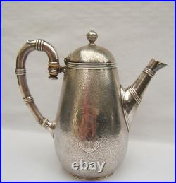 Ancienne cafetière Christofle modèle bambou en métal argenté monogramme BM