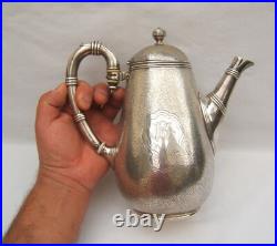 Ancienne cafetière Christofle modèle bambou en métal argenté monogramme BM