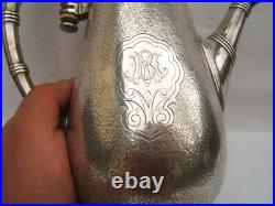 Ancienne cafetière Christofle modèle bambou en métal argenté monogramme BM