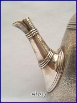 Ancienne cafetière Christofle modèle bambou en métal argenté monogramme BM