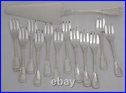 Argental modèle au Filet, 12 fourchettes à gâteaux + pelle en métal argenté Argental modèle au Filet, 12 fourchettes à gâteaux + pelle en métal argenté