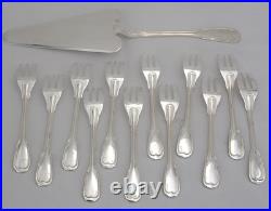 Argental modèle au Filet, 12 fourchettes à gâteaux + pelle en métal argenté Argental modèle au Filet, 12 fourchettes à gâteaux + pelle en métal argenté