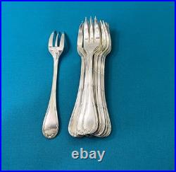 BRILLANT 12 fourchettes a gâteaux CHRISTOFLE modèle RUBANS CROISÉS métal argenté