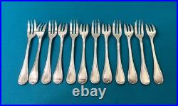 BRILLANT 12 fourchettes a gâteaux CHRISTOFLE modèle RUBANS CROISÉS métal argenté
