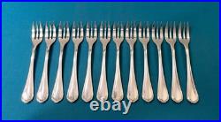 BRILLANT 12 fourchettes à gâteaux CHRISTOFLE modèle SPATOURS métal argenté 16 cm