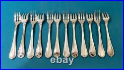 BRILLANT 12 fourchettes à gâteaux CHRISTOFLE modèle SPATOURS métal argenté 16 cm