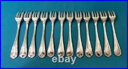 BRILLANT 12 fourchettes à gâteaux CHRISTOFLE modèle SPATOURS métal argenté 16 cm