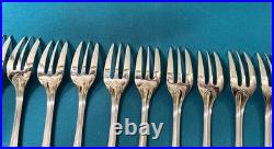 BRILLANT 12 fourchettes à gâteaux CHRISTOFLE modèle SPATOURS métal argenté 16 cm
