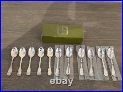 Belle Serie De 11 Cuilleres A Moka En Metal Argente Modele Coquille Vendome