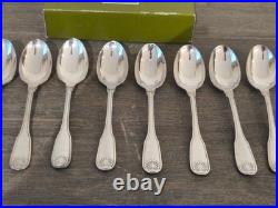 Belle Serie De 12 Cuilleres A Cafe En Metal Argente Modele Coquille Vendome