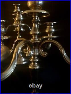 Bougeoirs, candélabres, lot de 2, métal argenté, grand modèle, 5 flammes, 37 cm