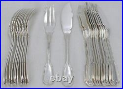 Boulenger, 12 couverts à poisson, 24 pièces, modèle au Filet, métal argenté Boulenger, 12 couverts à poisson, 24 pièces, modèle au Filet, métal argenté