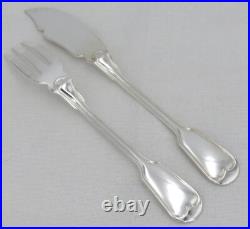 Boulenger, 12 couverts à poisson, 24 pièces, modèle au Filet, métal argenté Boulenger, 12 couverts à poisson, 24 pièces, modèle au Filet, métal argenté