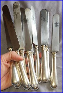 CHRISTOFLE 10 couteaux en métal argenté et lames acier Modèle baguette FIDELIO