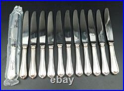 CHRISTOFLE 12 COUTEAUX À ENTREMET / DESSERT EN MÉTAL ARGENTÉ Modèle SPATOURS