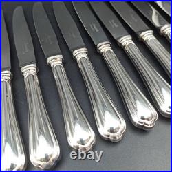 CHRISTOFLE 12 COUTEAUX À ENTREMET / DESSERT EN MÉTAL ARGENTÉ Modèle SPATOURS