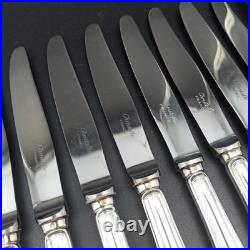 CHRISTOFLE 12 COUTEAUX À ENTREMET / DESSERT EN MÉTAL ARGENTÉ Modèle SPATOURS