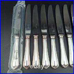 CHRISTOFLE 12 COUTEAUX À ENTREMET / DESSERT EN MÉTAL ARGENTÉ Modèle SPATOURS
