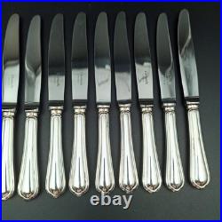 CHRISTOFLE 12 COUTEAUX À ENTREMET / DESSERT EN MÉTAL ARGENTÉ Modèle SPATOURS