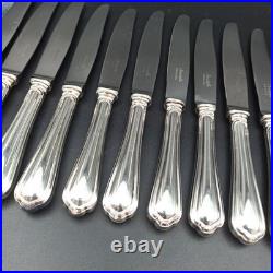 CHRISTOFLE 12 COUTEAUX À ENTREMET / DESSERT EN MÉTAL ARGENTÉ Modèle SPATOURS