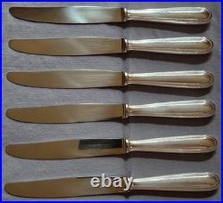 CHRISTOFLE 12 Couteaux de table en métal argenté & lames inox Modèle PERLES