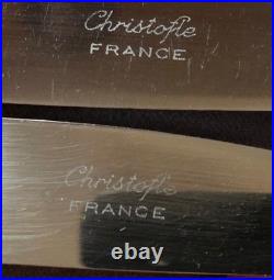 CHRISTOFLE 12 Couteaux de table en métal argenté & lames inox Modèle PERLES