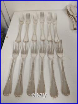 CHRISTOFLE 12 GRANDES FOURCHETTE Modèle RUBANS CROISÉS MÉTAL ARGENTÉ