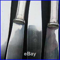 CHRISTOFLE 12 couteaux de table en métal argenté modèle coquille bérain + ecrin