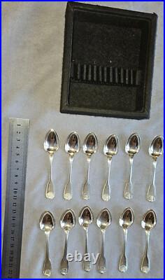 CHRISTOFLE 12 cuillères à moka en métal argenté modèle coquille VENDOME