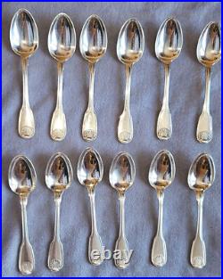 CHRISTOFLE 12 cuillères à moka en métal argenté modèle coquille VENDOME