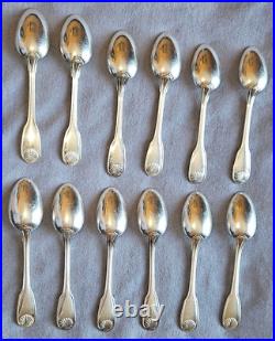 CHRISTOFLE 12 cuillères à moka en métal argenté modèle coquille VENDOME