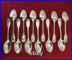 CHRISTOFLE 12 cuillères à soupe en métal argenté modèle coquille Vendôme 1 CHRISTOFLE 12 cuillères à soupe en métal argenté modèle coquille Vendôme 1