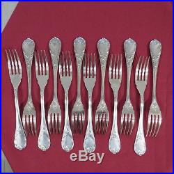 CHRISTOFLE 12 fourchettes à poisson en métal argenté modèle marly 17,7 cm