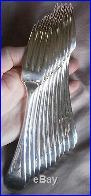 CHRISTOFLE 12 fourchettes métal argenté modèle baguette FIDELIO 19,8 cm