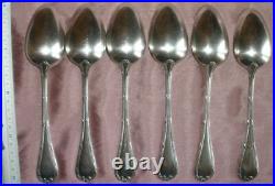 CHRISTOFLE 6 Cuillères à soupe métal argenté Modèle RUBANS L = 21,5 cm