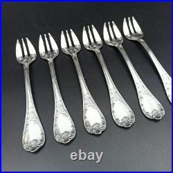 CHRISTOFLE 6 FOURCHETTES À HUÎTRES EN MÉTAL ARGENTÉ Modèle MARLY