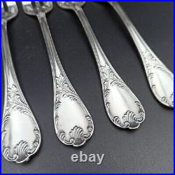 CHRISTOFLE 6 FOURCHETTES À HUÎTRES EN MÉTAL ARGENTÉ Modèle MARLY