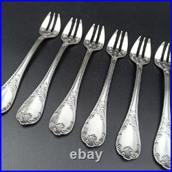 CHRISTOFLE 6 FOURCHETTES À HUÎTRES EN MÉTAL ARGENTÉ Modèle MARLY