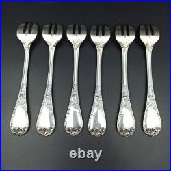 CHRISTOFLE 6 FOURCHETTES À HUÎTRES EN MÉTAL ARGENTÉ Modèle MARLY