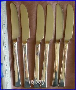 CHRISTOFLE 6 couteaux à fromage métal argenté & lames inox modèle CONCORDE