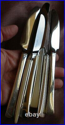 CHRISTOFLE 6 couteaux à fromage métal argenté & lames inox modèle CONCORDE