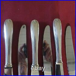 CHRISTOFLE 6 couteaux de table en métal argenté modèle coquille Berain