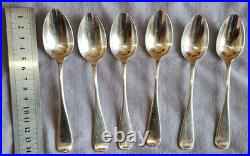 CHRISTOFLE 6 cuillères à café XIXème en métal argenté Rare modèle Queue de Rat
