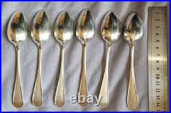 CHRISTOFLE 6 cuillères à café XIXème en métal argenté Rare modèle Queue de Rat