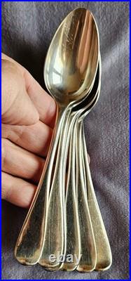 CHRISTOFLE 6 cuillères à café XIXème en métal argenté Rare modèle Queue de Rat