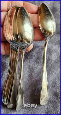 CHRISTOFLE 6 cuillères à café XIXème en métal argenté Rare modèle Queue de Rat