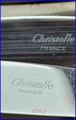 CHRISTOFLE Coffret 12 Couteaux de table métal argenté lames inox Modèle MARLY